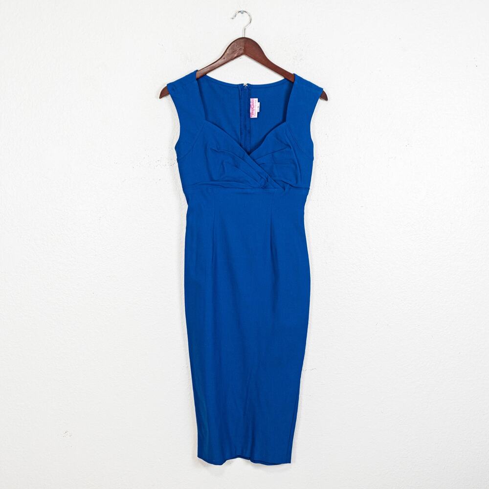 Pinup Couture Erin Wiggle Dress in blue size Small Rockabilly Sweatheart - Picture 9 of 11